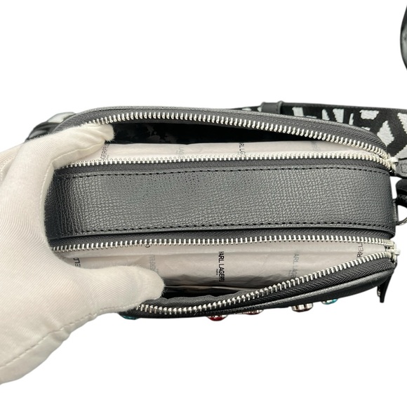 NWT $198 Karl Lagerfeld Maybelle Double Zip Leather Crossbody Bag - Picture 8 of 14